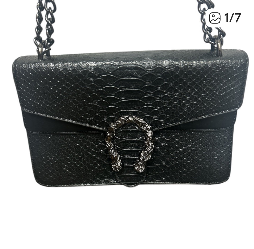 Black Designer Chain Shoulder Bag