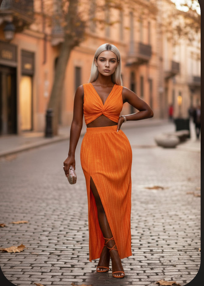 Playing Games Plisse Skirt Set