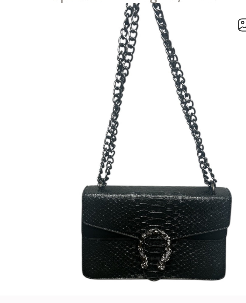 Black Designer Chain Shoulder Bag