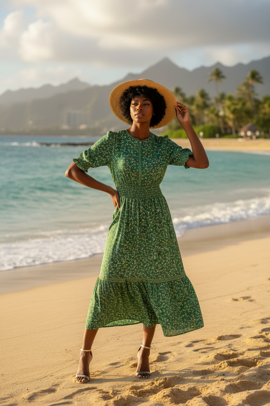 Max Studio Floral Blouson Midi Dress.