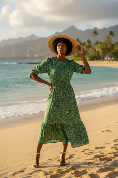 Max Studio Floral Blouson Midi Dress